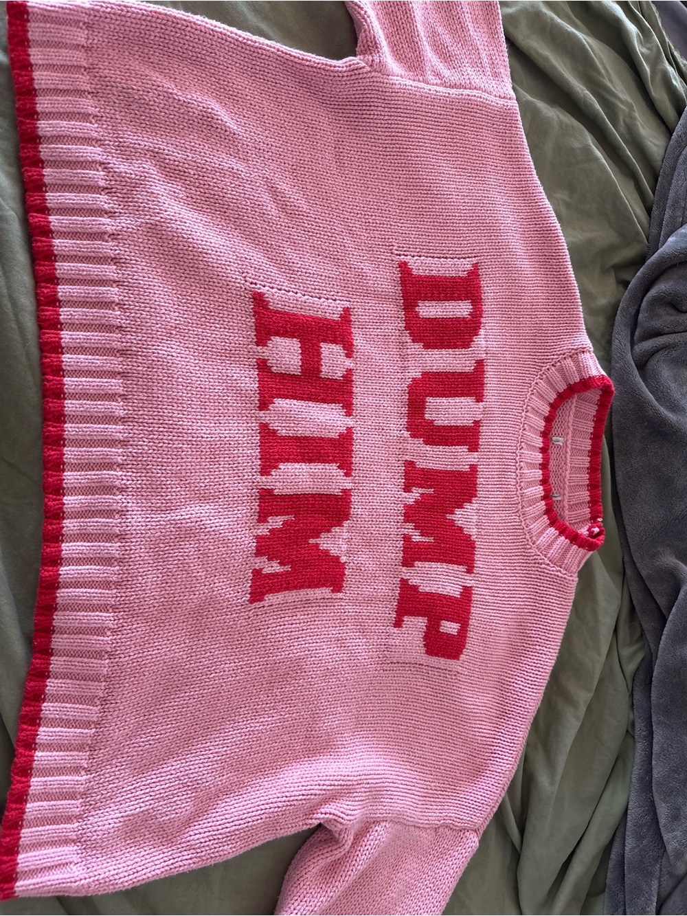 DUMP HIM Pink Crewneck Sweater